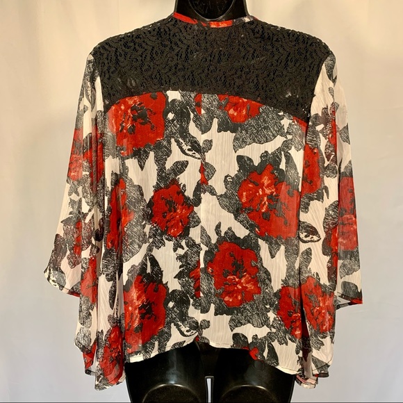 Eye Candy Sheer Floral and Lace Shawl / Coverup - Picture 4 of 8